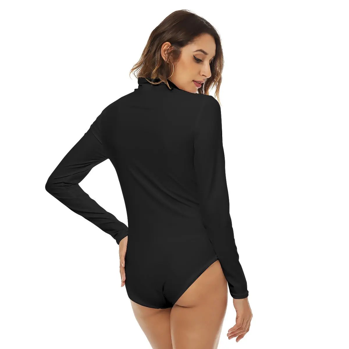 All-Over Print Women's Turtleneck Long Sleeve Bodysuit Yoycol